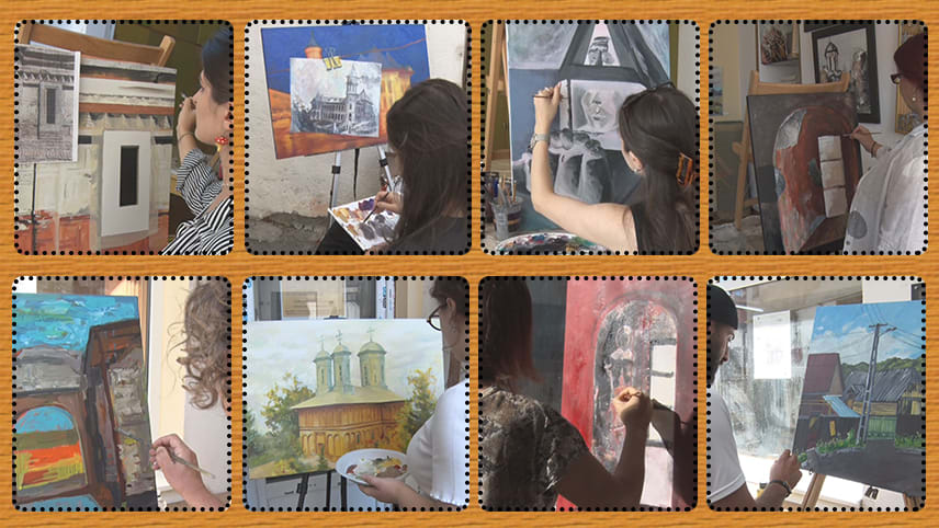 Artiști vizuali în atelier, inspirându-se din patrimoniul cultural buzoian Artiști vizuali în atelier, inspirându-se din patrimoniul cultural buzoian
