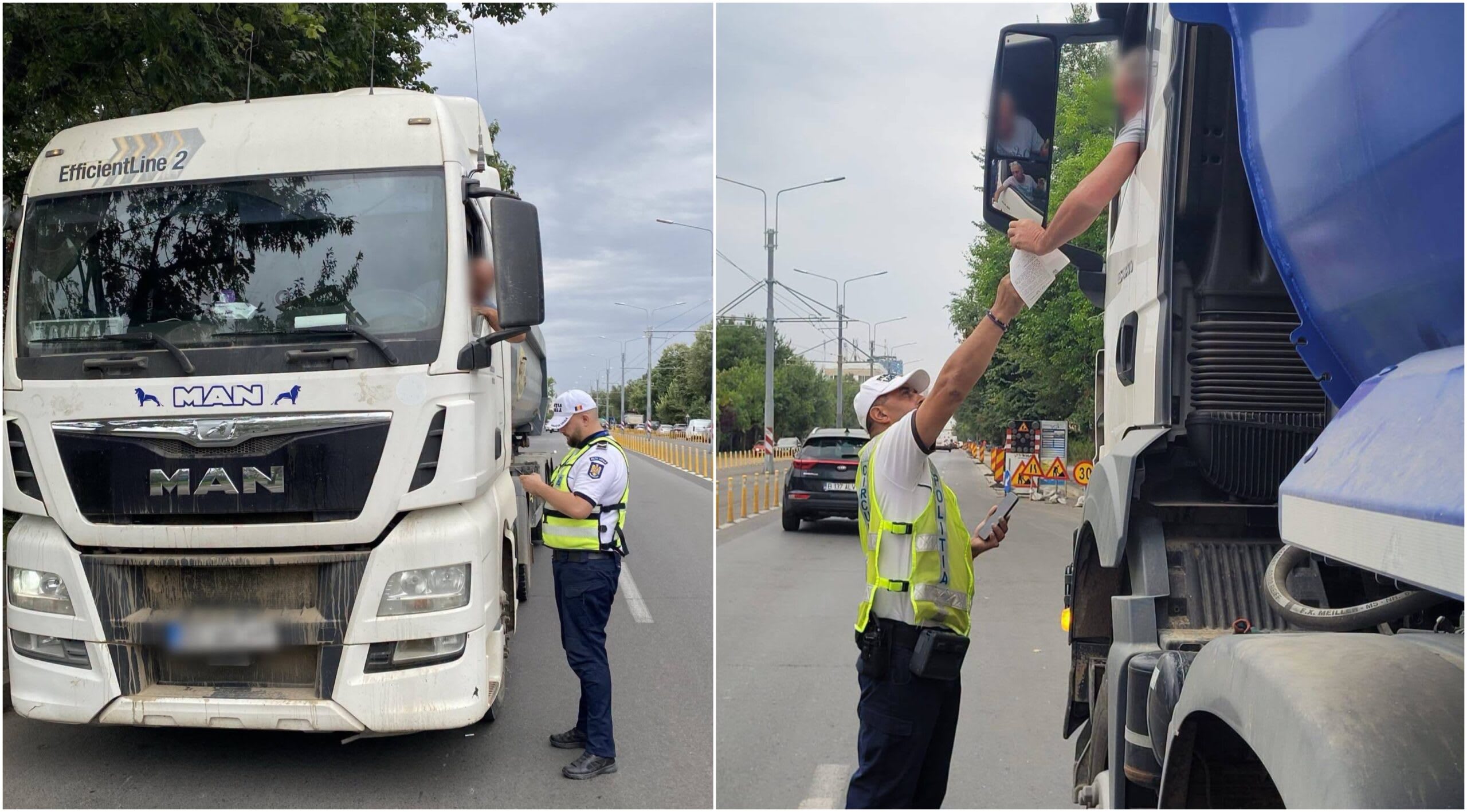 Camioane grele circulând pe strada Magheru din București Camioane grele circulând pe strada Magheru din București