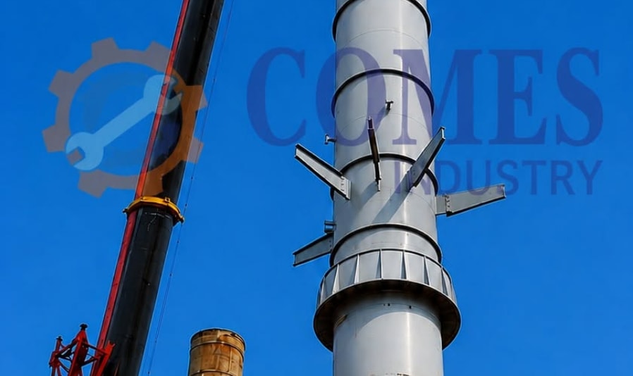 Lucrări de montare coș de fum pe platforma Petromidia Lucrări de montare coș de fum pe platforma Petromidia