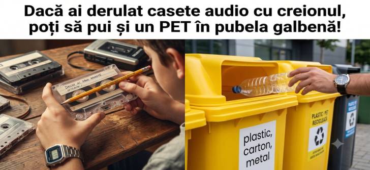 Recipient galben pentru plastic și metal, coș de reciclare în Timișoara Recipient galben pentru plastic și metal, coș de reciclare în Timișoara