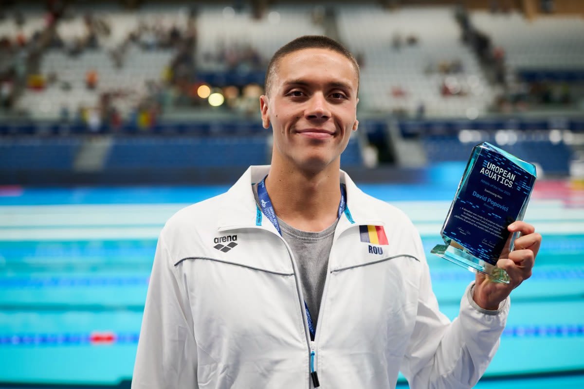 European Aquatics acordă trofeul lui David Popovici pentru cel mai bun înotător din Europa în 2025
