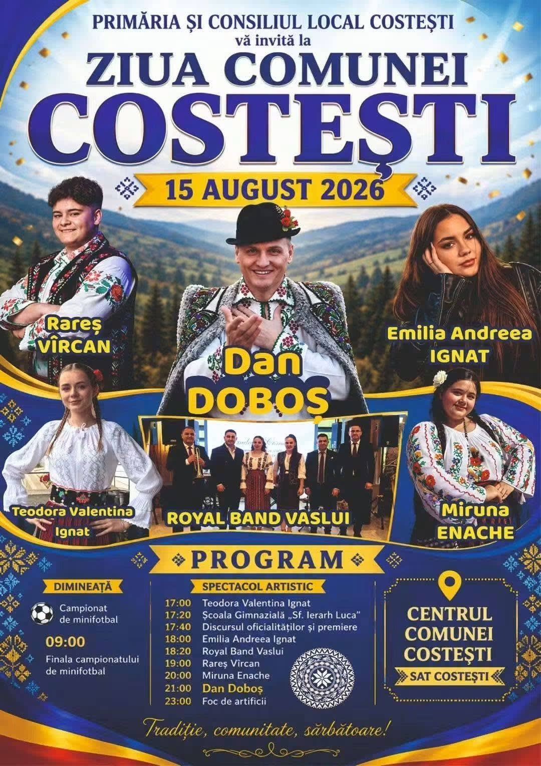 Spectacol muzical în centrul comunei Costești, foc de artificii Spectacol muzical în centrul comunei Costești, foc de artificii