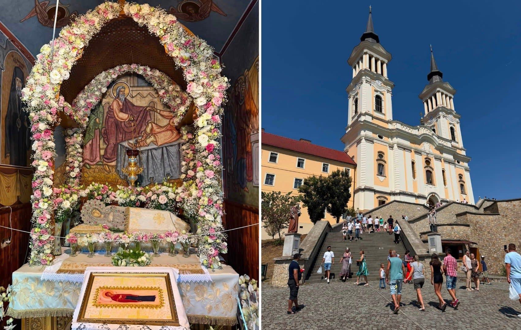 Credincioși participând la Drumul Crucii la Hodoș-Bodrog și Maria Radna Credincioși participând la Drumul Crucii la Hodoș-Bodrog și Maria Radna