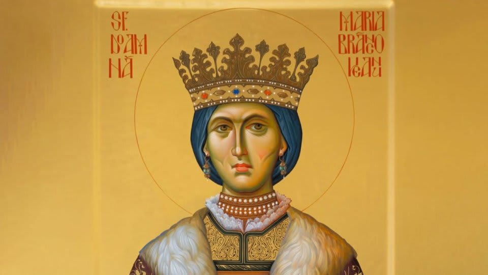 Iconiță a Sfintei Maria Brâncoveanu în biserică Iconiță a Sfintei Maria Brâncoveanu în biserică
