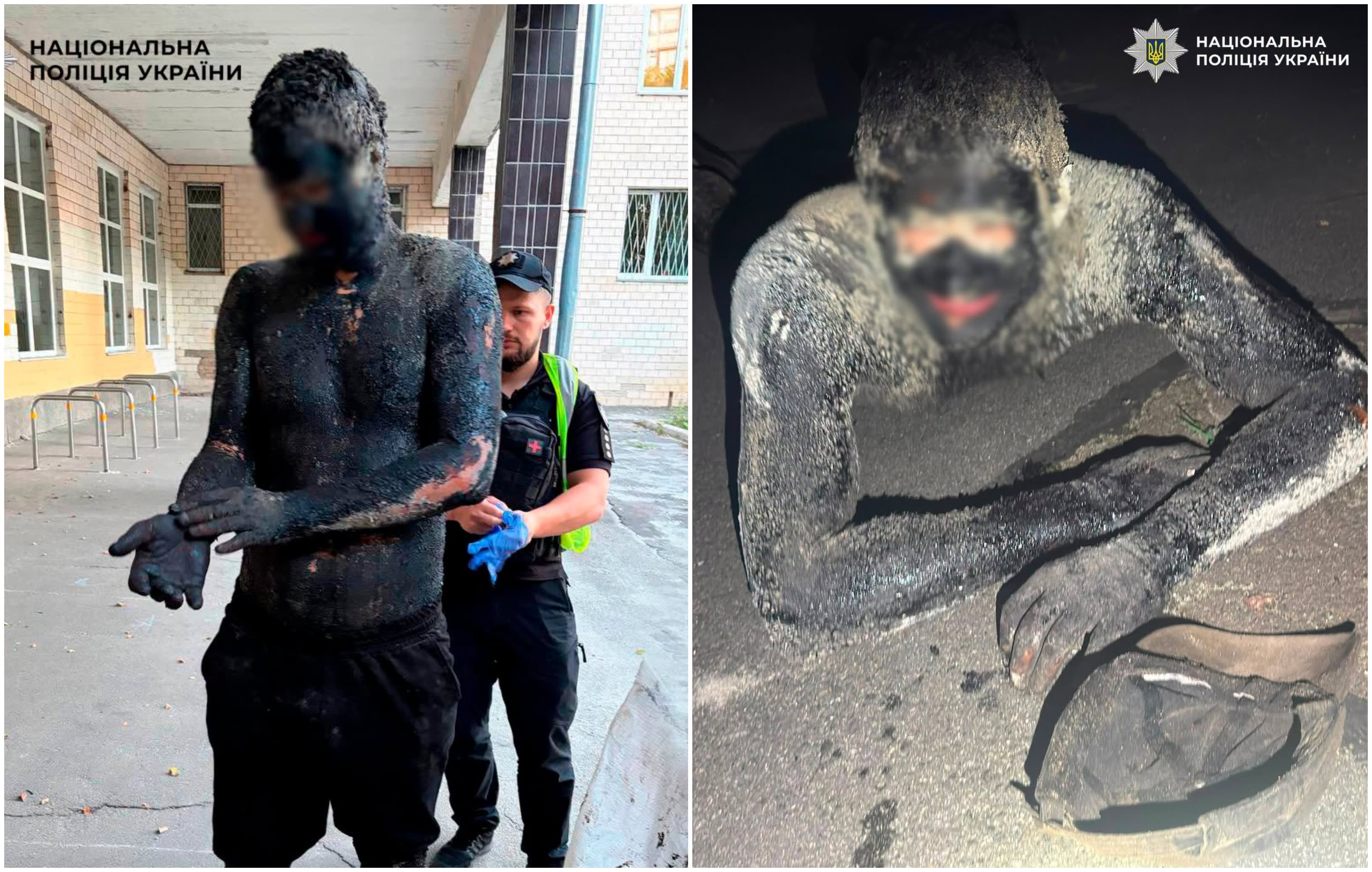 Un tânăr din Kiev s-a uns cu smoală pentru a jefui un magazin, în Kiev, și a fost curățat de poliție peste 5 ore