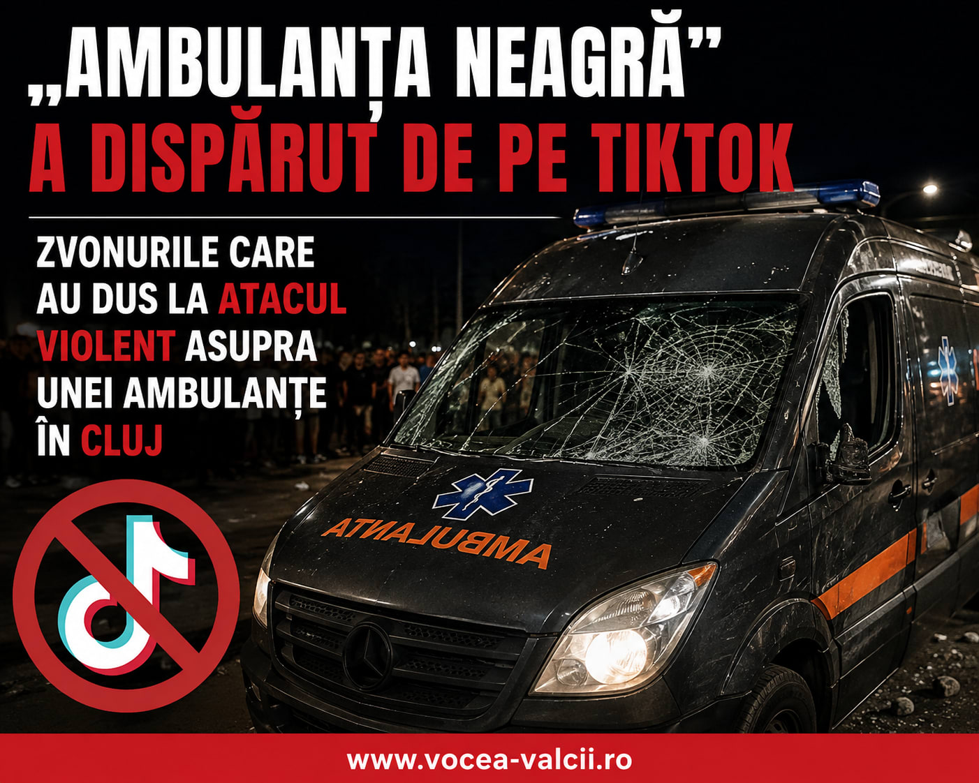 Ambulanță atacată cu pietre și bâte în Cluj, scena violenței Ambulanță atacată cu pietre și bâte în Cluj, scena violenței