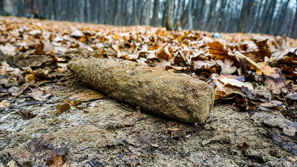 Proiectil din Al Doilea Război Mondial găsit în pădure Proiectil din Al Doilea Război Mondial găsit în pădure