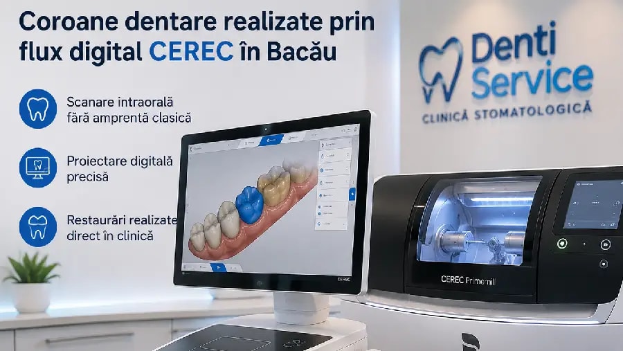 Coroană dentară în aceeași zi în Bacău: cum funcționează tehnologia CEREC