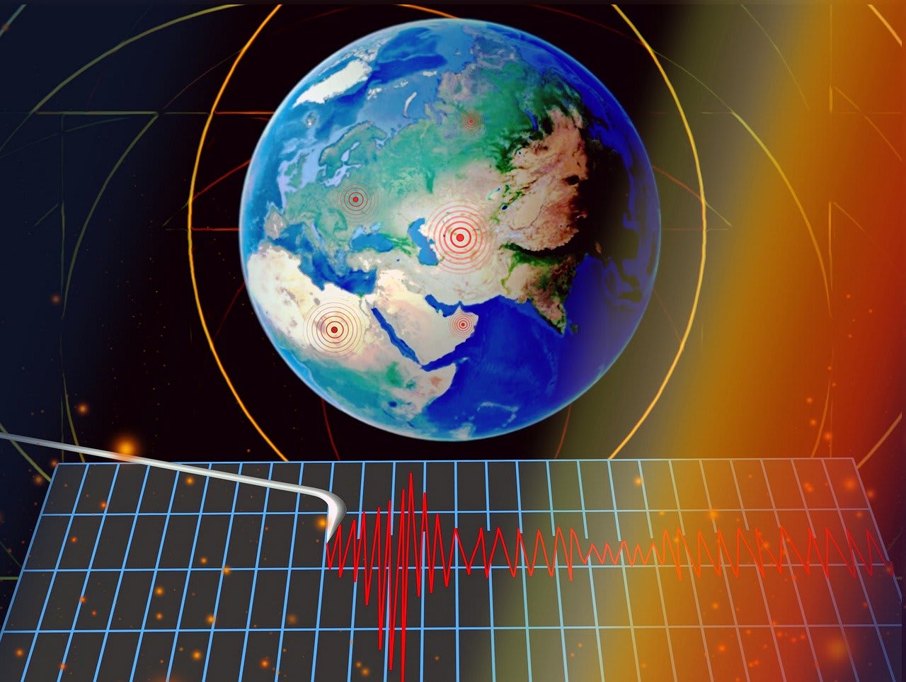 Seismograf înregistrând activitatea seismică globală în 2026 Seismograf înregistrând activitatea seismică globală în 2026