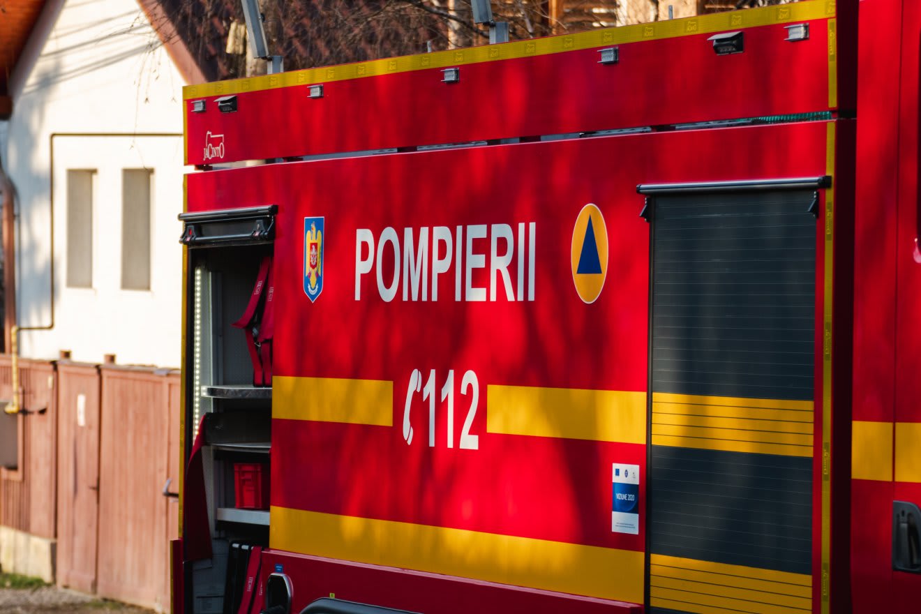 Macska salvată de pompieri de pe vârful unui turn de apă din Kézdivásárhely