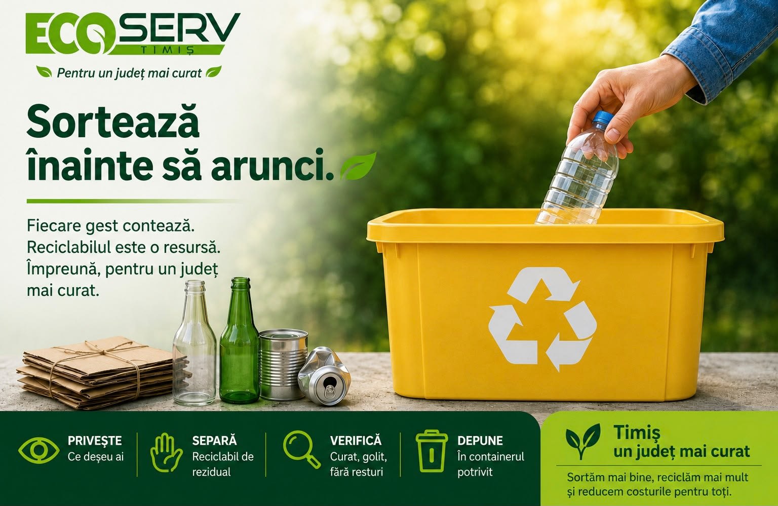 Gospodărie timișeană sortând deșeurile pentru reciclare Gospodărie timișeană sortând deșeurile pentru reciclare