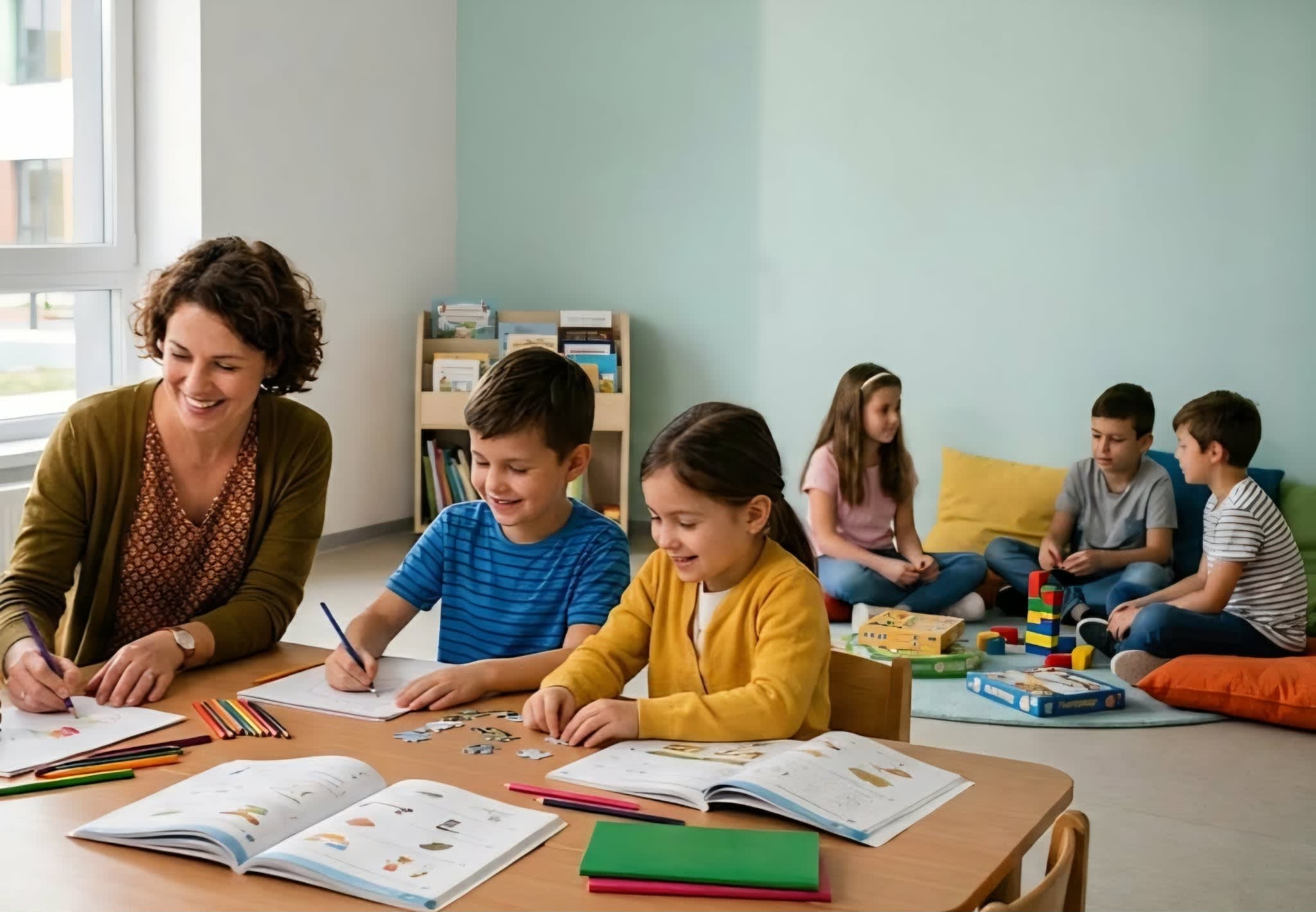 Elevi participând la activități educative după școală Elevi participând la activități educative după școală