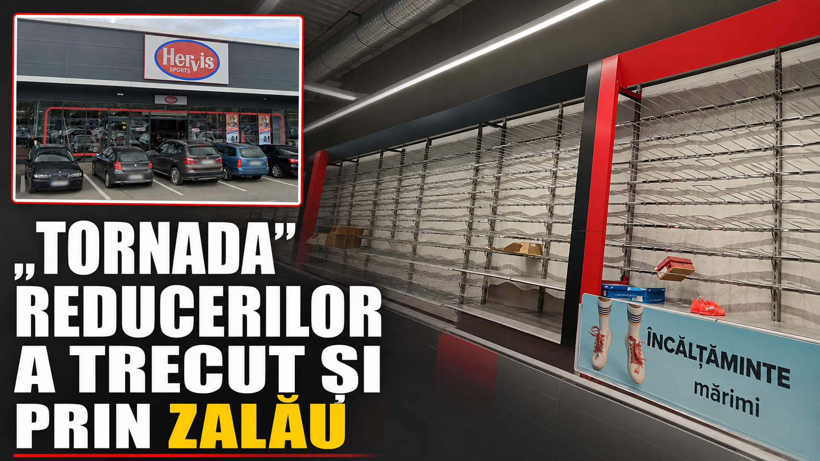 Rafturile magazinului Hervis din Zalău au fost golite după reducerile de până la 50%