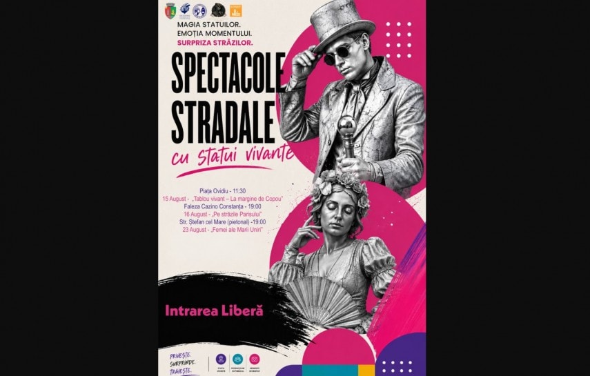 Statuie vie în costume spectaculoase în centrul Constanței