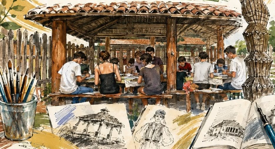 Tineri artiști în atelier de grafică și caligrafie la Bata Tineri artiști în atelier de grafică și caligrafie la Bata