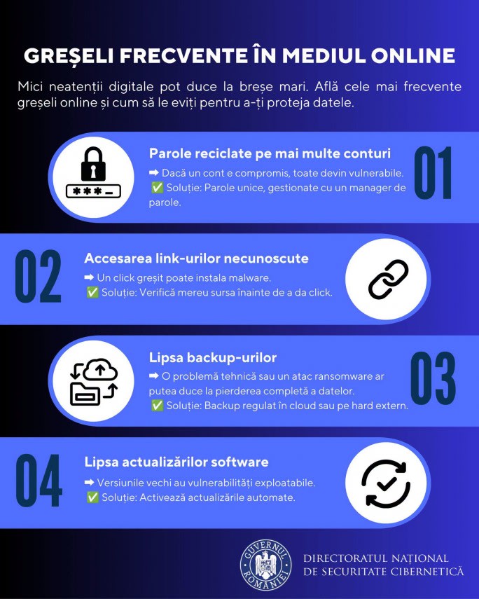 Romanian cybersecurity expert using laptop with security icons
