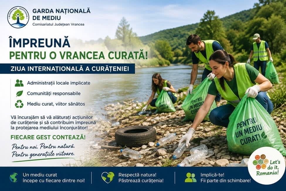 Echipă de voluntari ecologizând o zonă din Vrancea Echipă de voluntari ecologizând o zonă din Vrancea
