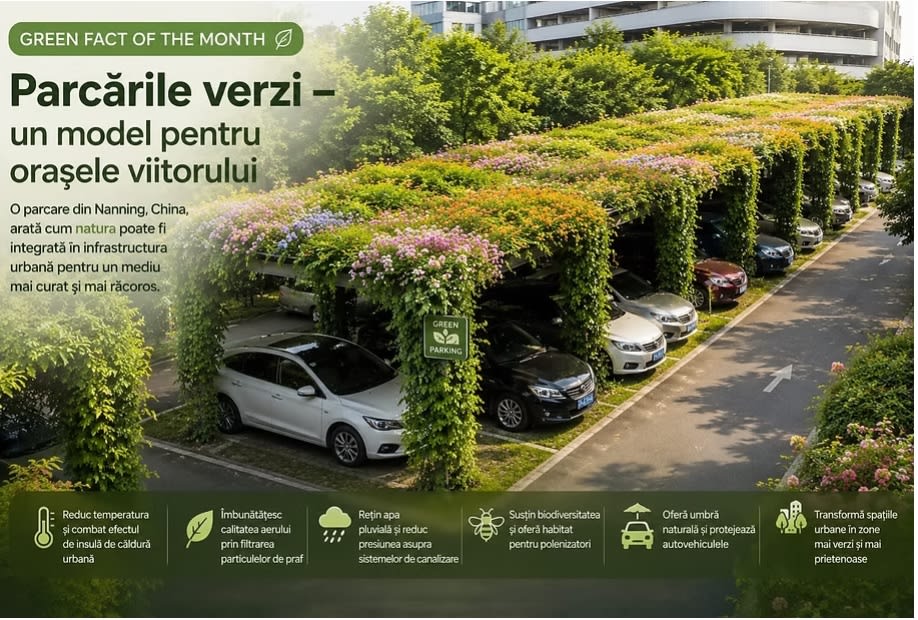 Parcare verde acoperită cu pergole vegetale și plante cățărătoare în oraș Parcare verde acoperită cu pergole vegetale și plante cățărătoare în oraș