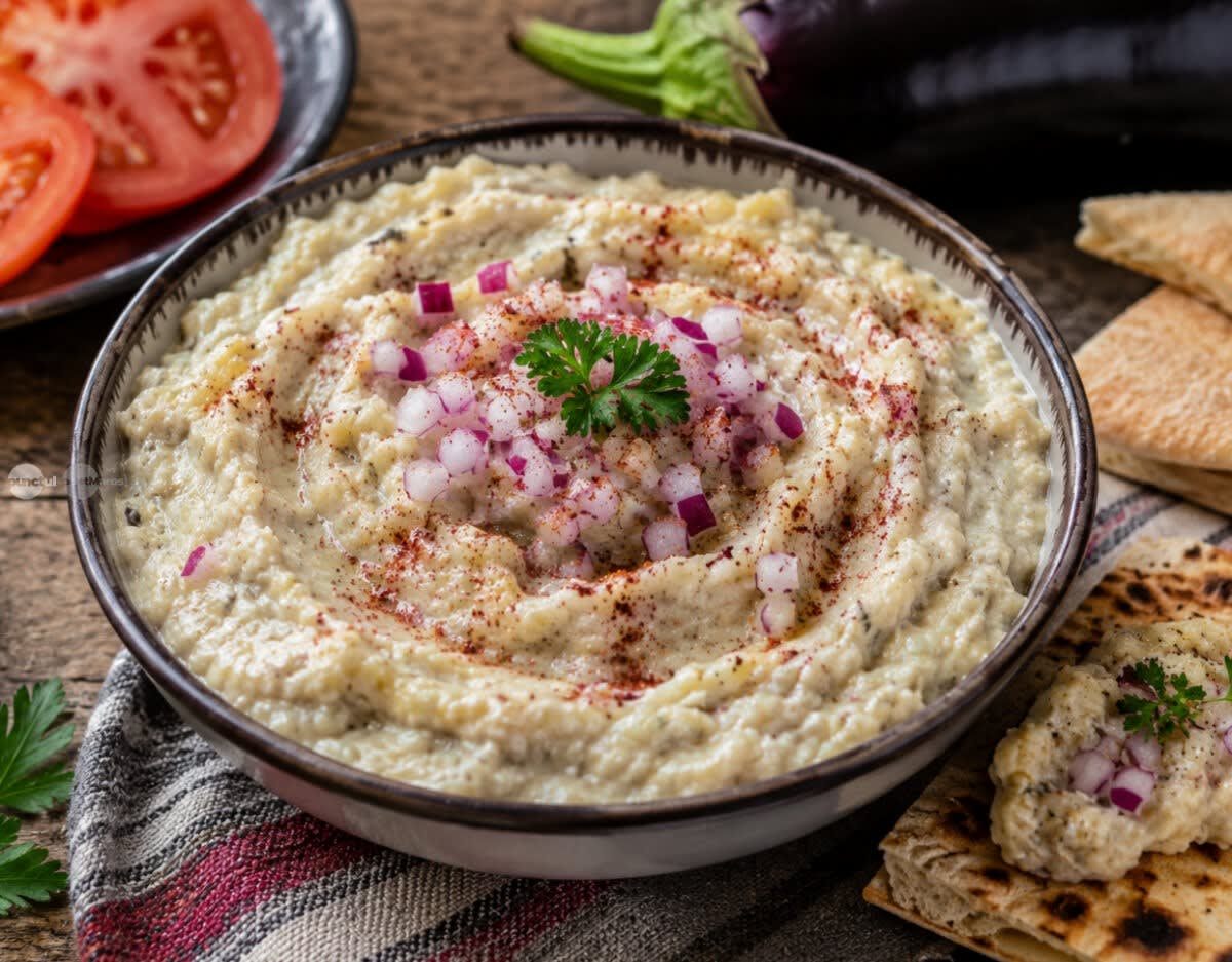 Salată de vinete fără ulei cu ouă și cremă de brânză Salată de vinete fără ulei cu ouă și cremă de brânză