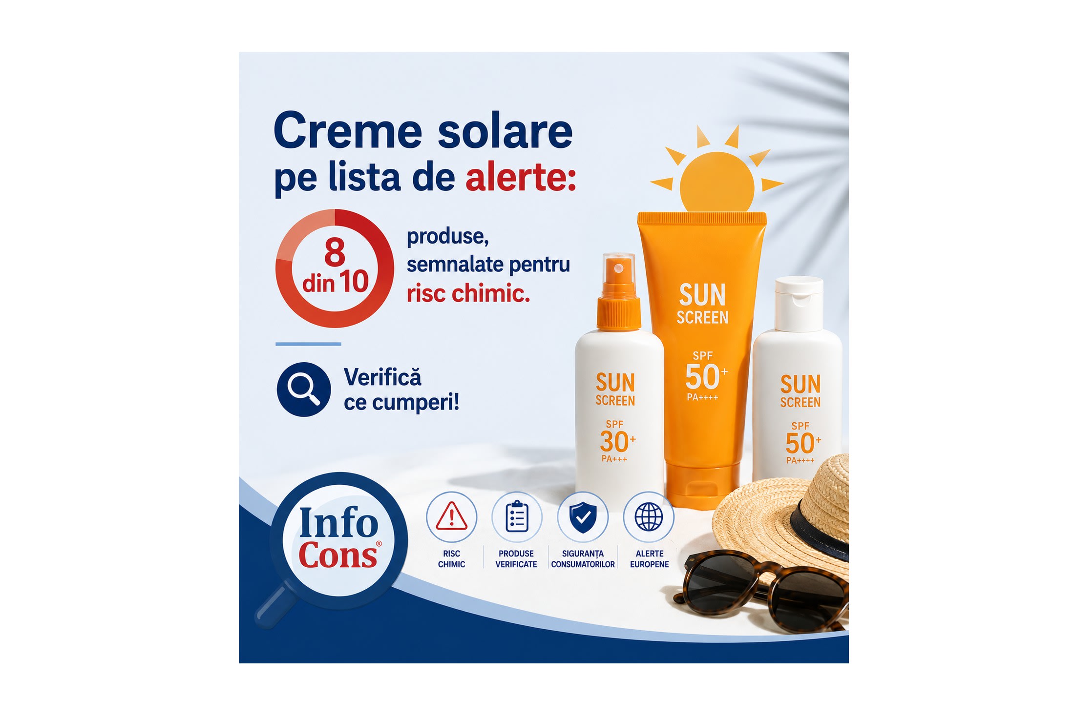 Organizația InfoCons avertizează: opt din zece creme de protecție solară au risc chimic