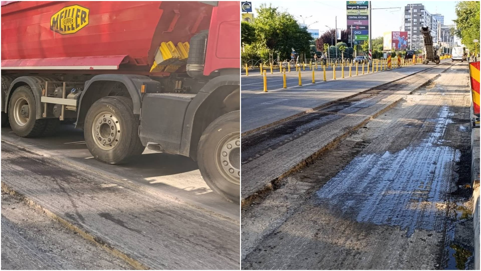 Lucrări de asfaltare și găurire pe bulevardul Barbu Văcărescu în București Lucrări de asfaltare și găurire pe bulevardul Barbu Văcărescu în București
