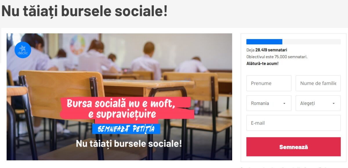 Peste 28.000 de persoane cer păstrarea burselor sociale în vacanțe