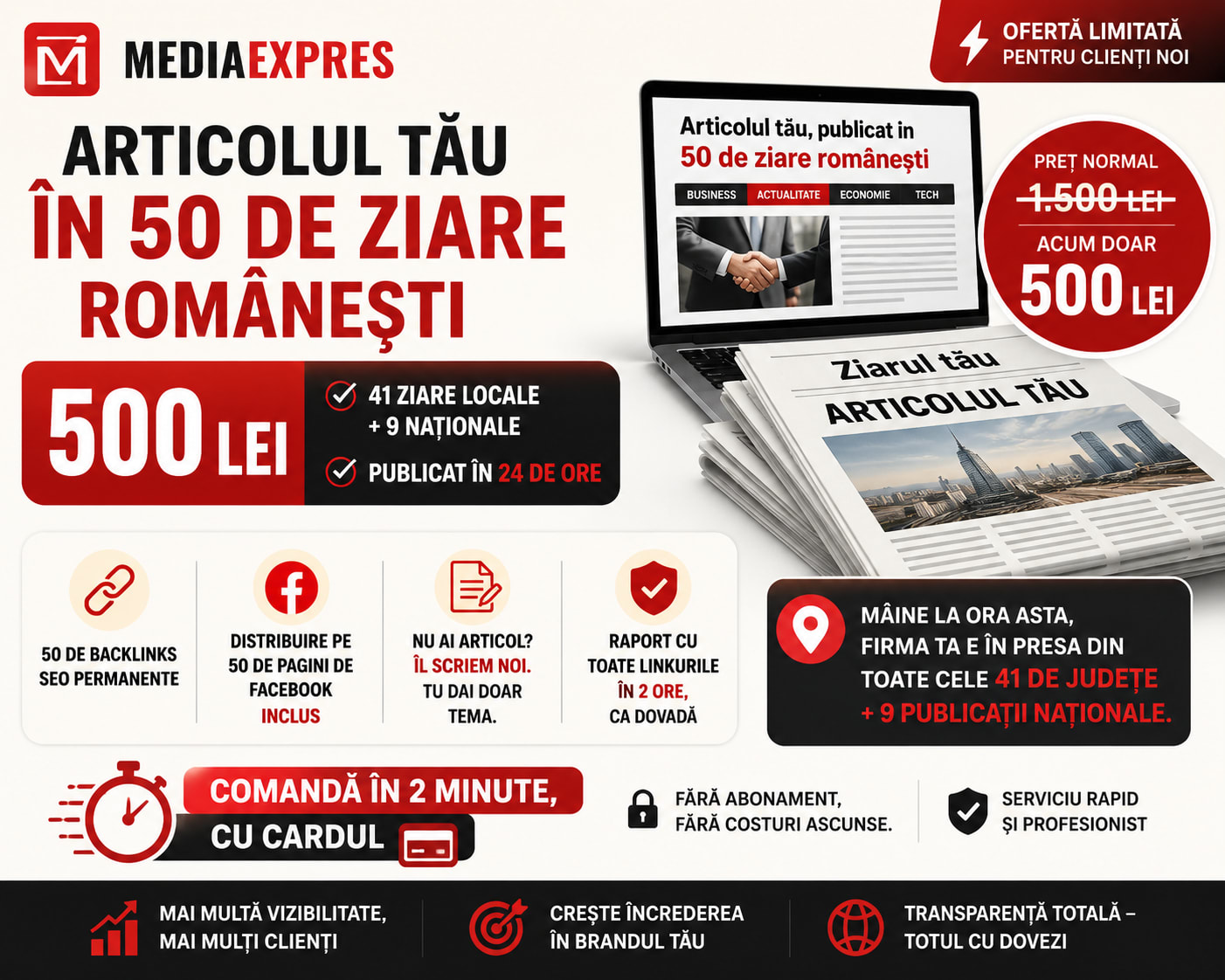 ei, firma ta poate ajunge în 50 de publicații din România