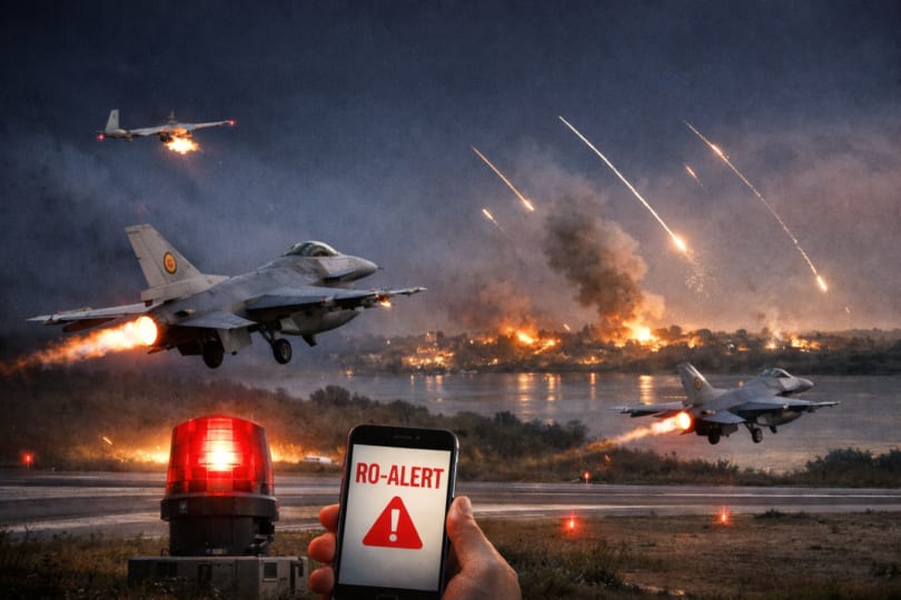 Avioane F-16 românești în misiune de verificare aeriană