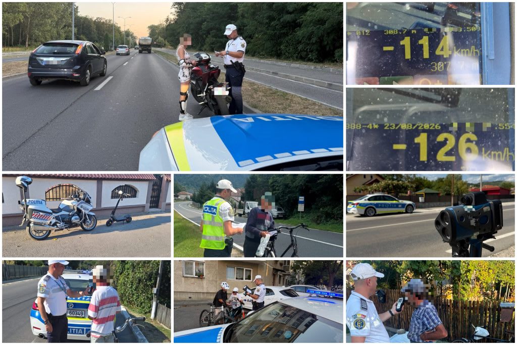Polițiști rutieri verificând participanți la trafic în Vâlcea Polițiști rutieri verificând participanți la trafic în Vâlcea