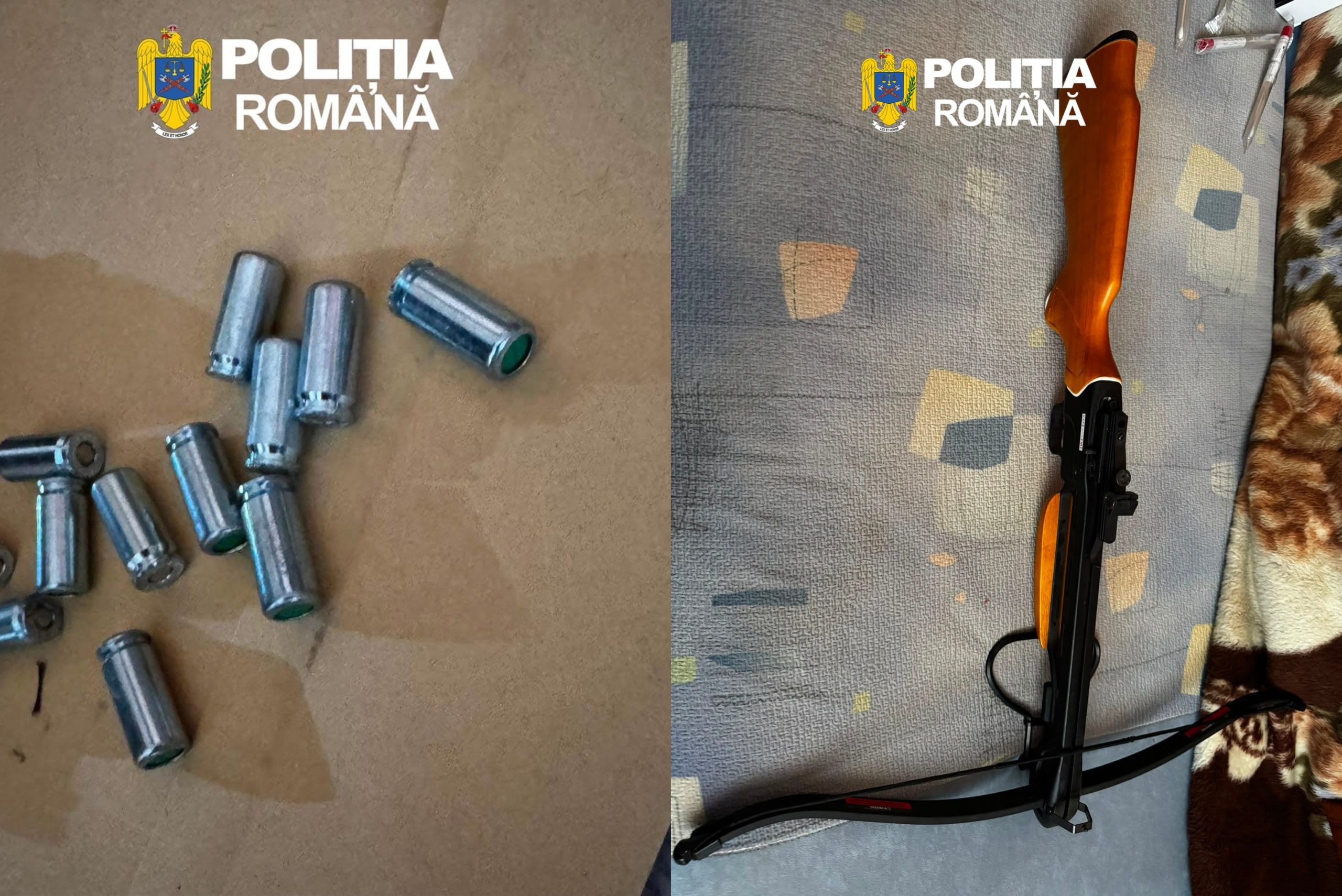 Trei percheziții în Orăștie: polițiștii au ridicat armă, muniție, arbaletă și articole pirotehnice