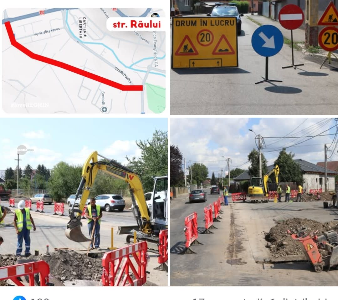 Au început lucrările de reabilitare a străzii Râului din Reghin, circulația desfășurându-se pe o singură bandă