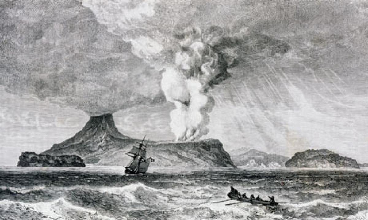 Vulcanul Krakatau a erupt în 1883, care a provocat un tsunami devastator
