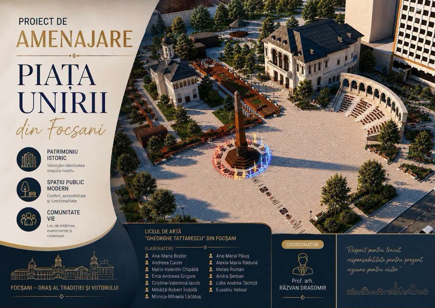 Piața Unirii din Focșani cu fântâni arteziene Piața Unirii din Focșani cu fântâni arteziene