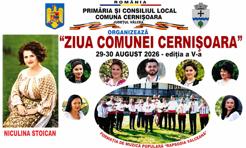 Niculina Stoican va concerta la Ziua Comunei Cernișoara pe 29-30 august