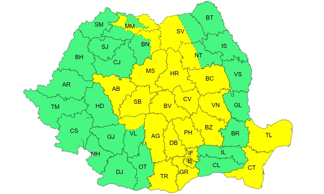 Fenomene meteo severe: ploaie torențială, vânt și grindină în România Fenomene meteo severe: ploaie torențială, vânt și grindină în România