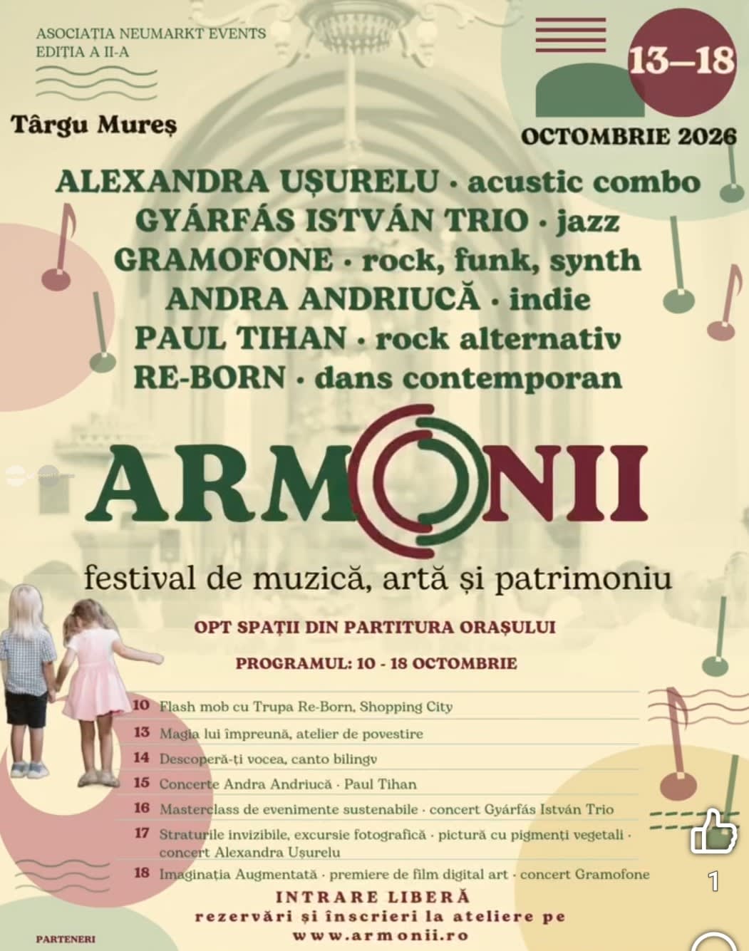 Festivalul Armonii aduce șase zile de muzică, dans și artă la Târgu Mureș