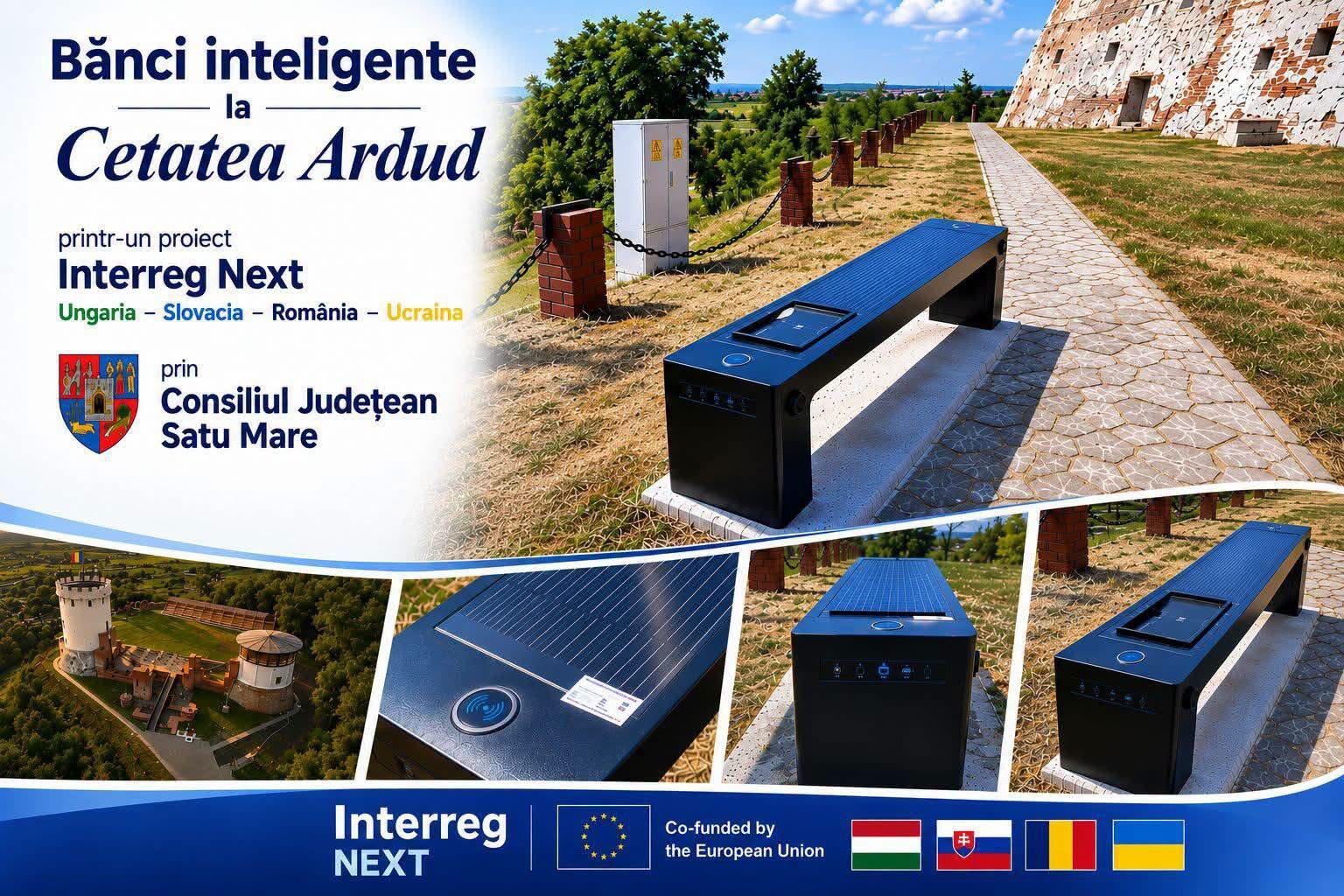 Bănci inteligente instalate la Cetatea Ardud, tehnologie modernă Bănci inteligente instalate la Cetatea Ardud, tehnologie modernă