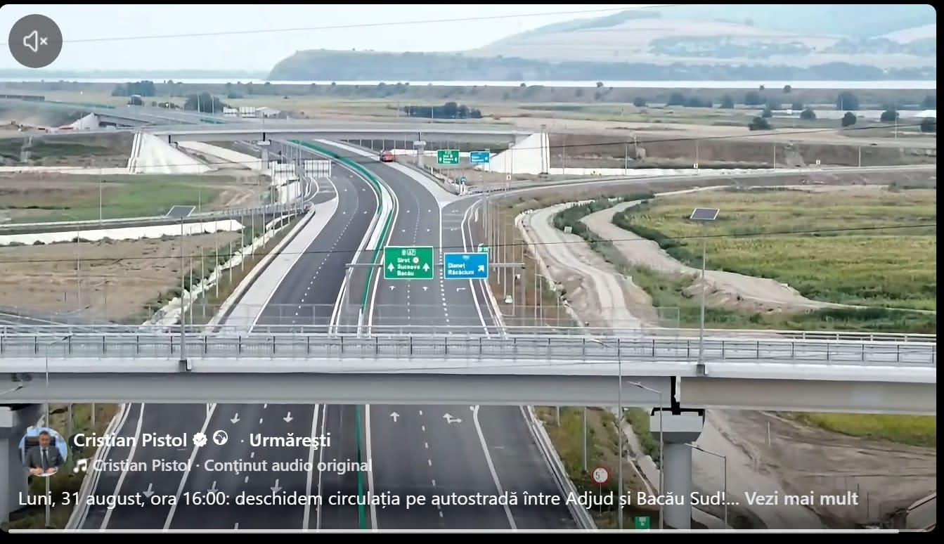 ! Circulația pe autostrada între Adjud și Bacău Sud se a deschis luni, 31 august 2026