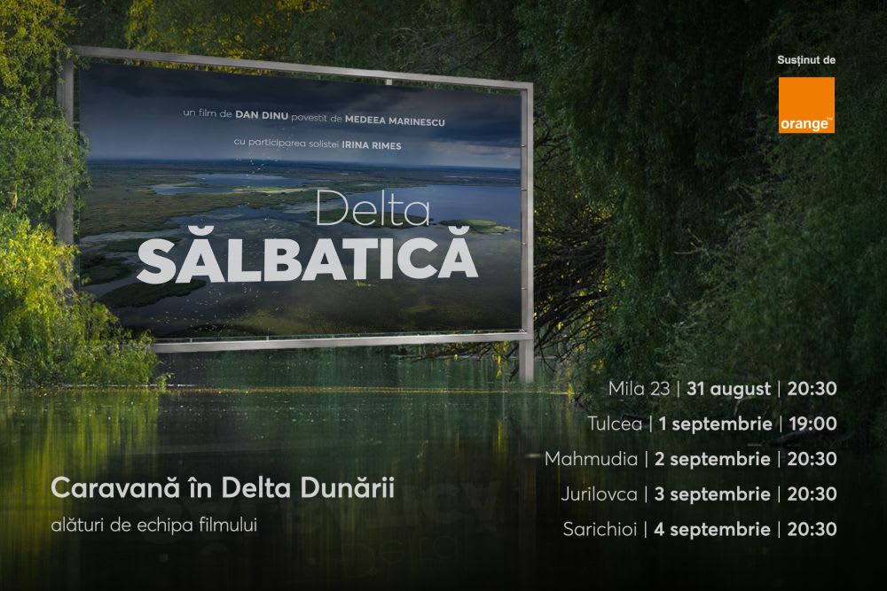 Proiecție în aer liber a filmului Delta Sălbatică în Delta Dunării Proiecție în aer liber a filmului Delta Sălbatică în Delta Dunării