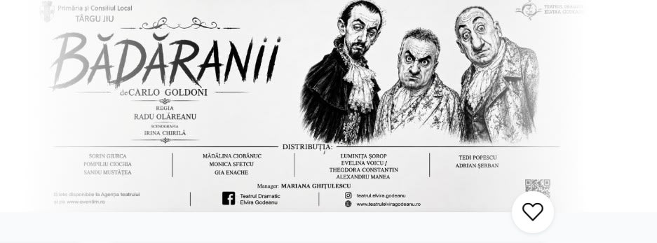 Actor pe scenă în timpul spectacolului „Bădăranii” la Târgu Jiu Actor pe scenă în timpul spectacolului „Bădăranii” la Târgu Jiu