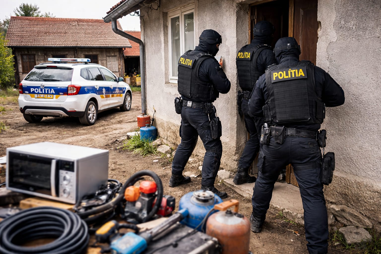 Polițiști în acțiune în timpul perchezițiilor la infrastructura CFR