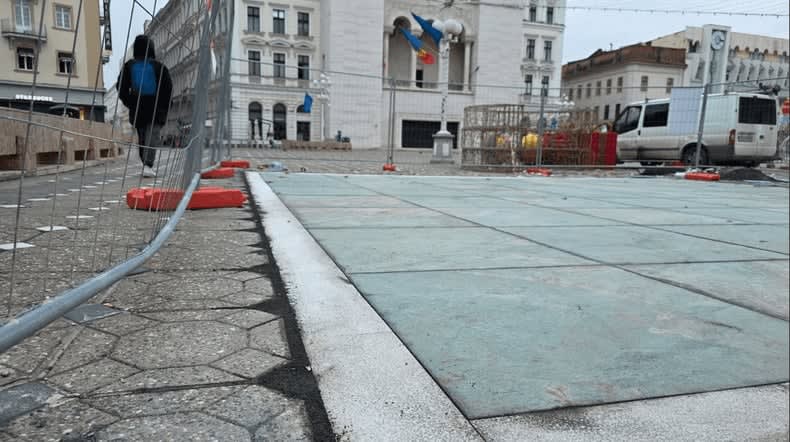 Lucrări de reamenajare în Piața Libertății din Timișoara