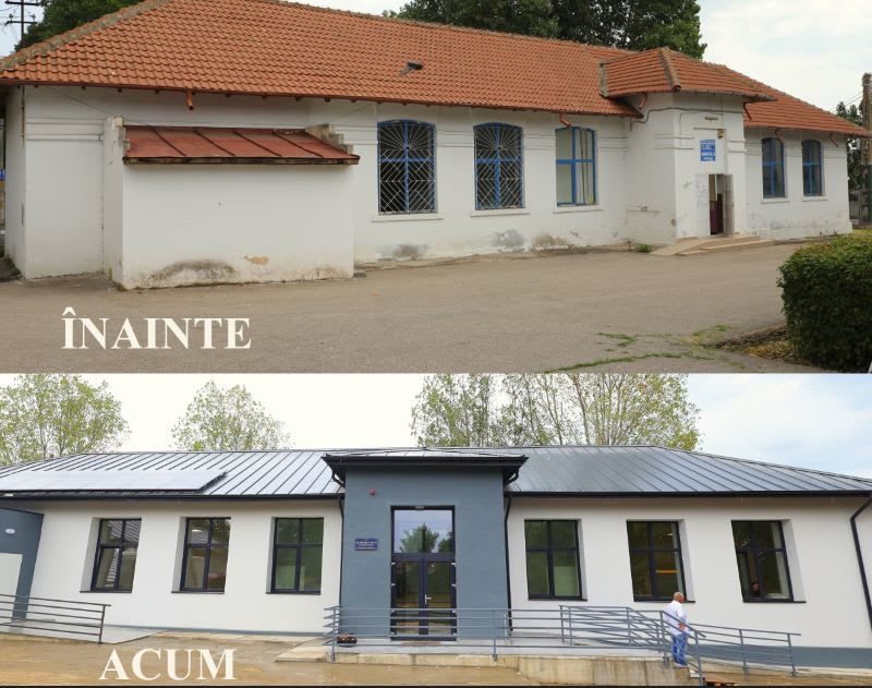 Clădire reabilitată a școlii și grădiniței din Palazu Mare