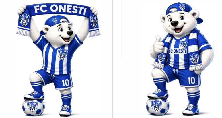 (FOTO) FC Onești își ține fanii în priză. Clubul are acum și mascotă, dar îi lipsește un nume. Cum vor suporterii să boteze ursulețul echipei