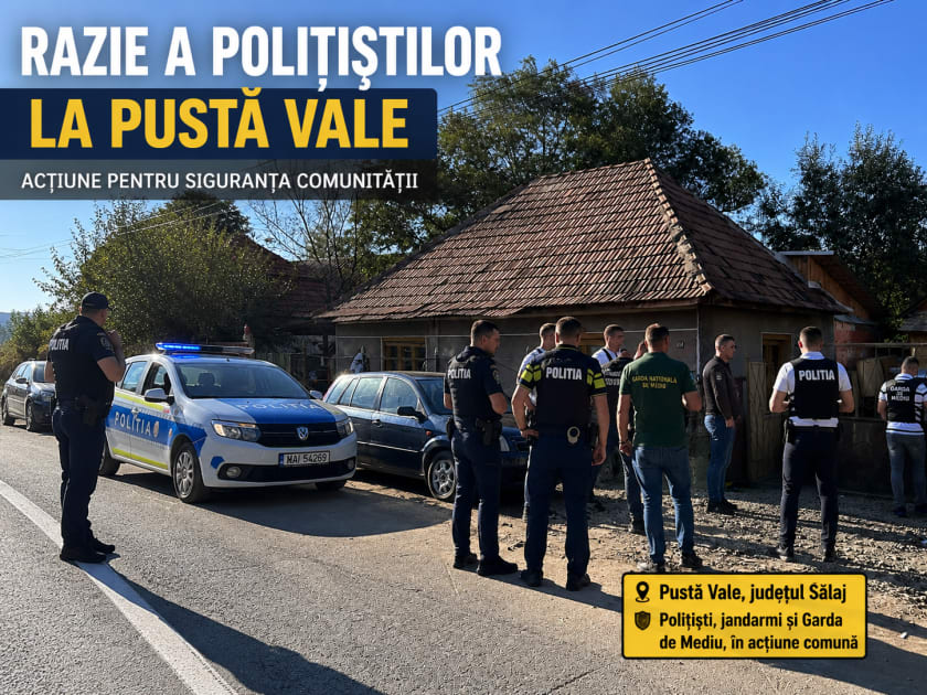 Razie la Pustă Vale: polițiștii au verificat 94 de persoane și 45 de autovehicule