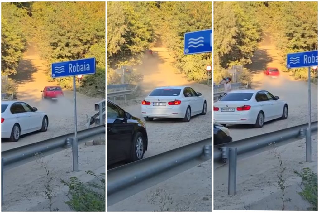 Mașini mici pe drum deteriorat între Vâlcea și Argeș