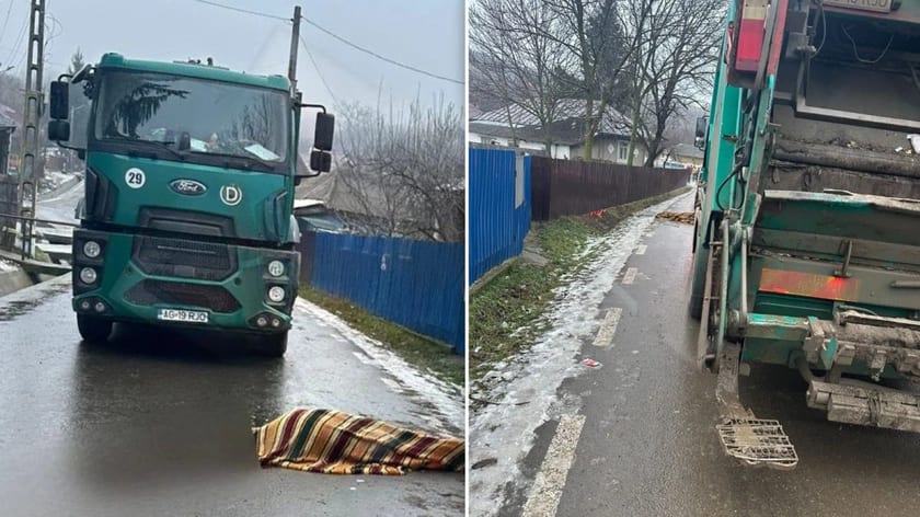 Accident de muncă la societatea de salubritate din Iași, autoutilitară și angajat căzut