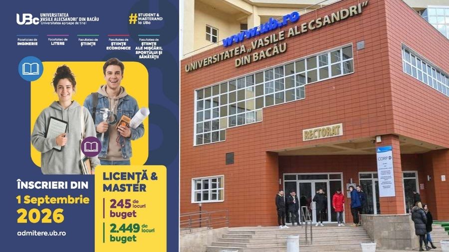 Studenți în curtea Universității Vasile Alecsandri din Bacău Studenți în curtea Universității Vasile Alecsandri din Bacău