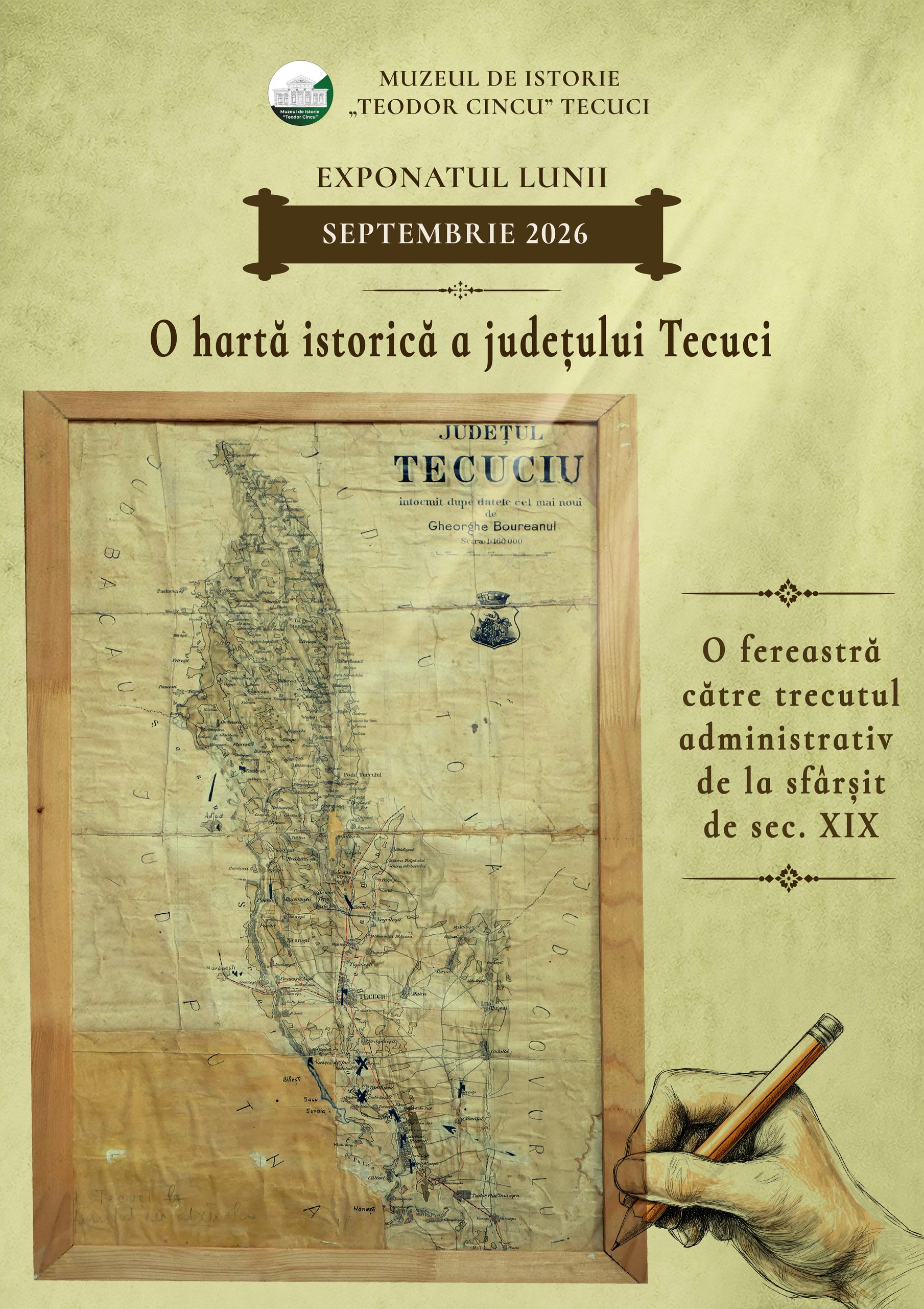 Harta manuscris a județului Tecuci Harta manuscris a județului Tecuci