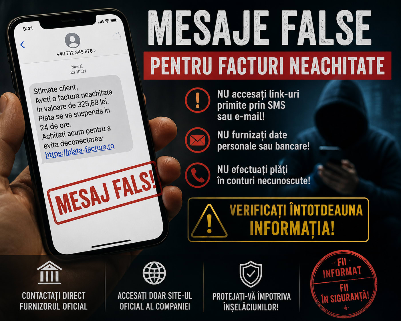 mesaj phishing despre factură neachitată, e-mail fraudulos mesaj phishing despre factură neachitată, e-mail fraudulos